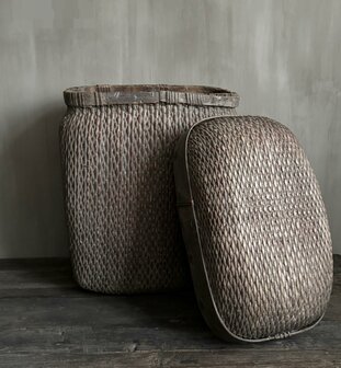 Chinese rieten mand met deksel XL C