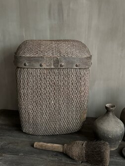 Chinese rieten mand met deksel XL C
