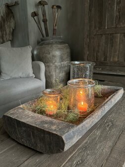 Houten bak met handvat / Houten schaal met handvat