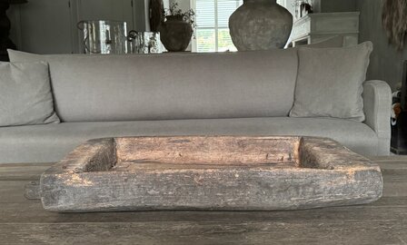 Houten bak met handvat / Houten schaal met handvat