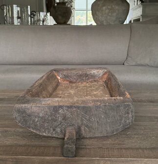 Houten bak met handvat / Houten schaal met handvat