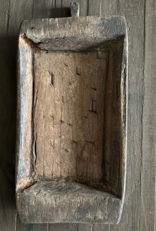 Houten bak met handvat / Houten schaal met handvat