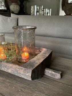 Houten bak met handvat / Houten schaal met handvat