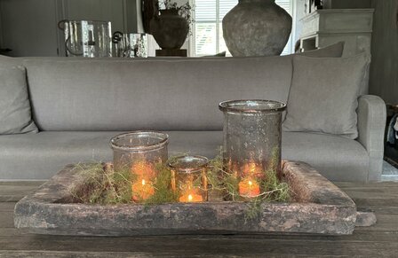 Houten bak met handvat / Houten schaal met handvat