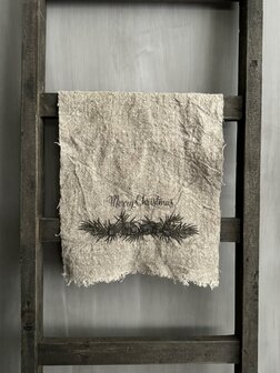 Shabby doek Merry Christmas besjes