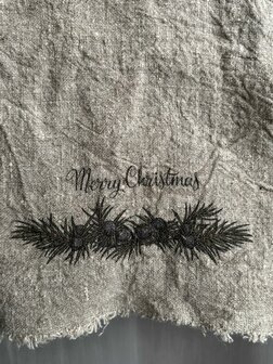 Shabby doek Merry Christmas besjes