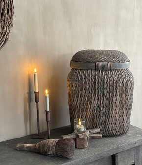 Chinese rieten mand met deksel XL B