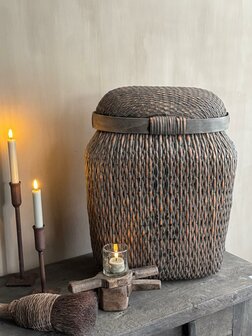 Chinese rieten mand met deksel XL B