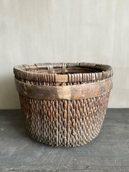 Uniek mandje met houten rand