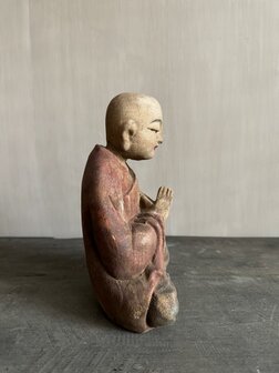 Antiek houten monnik beeldje Luksa