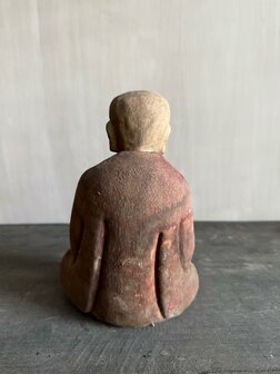 Antiek houten monnik beeldje Luksa