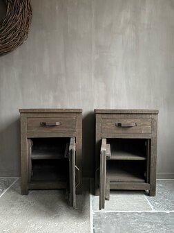 Nachtkastjes Driftwood met lade en deur set A (afhalen)