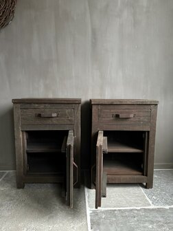 Nachtkastjes Driftwood met lade en deur set B (afhalen)