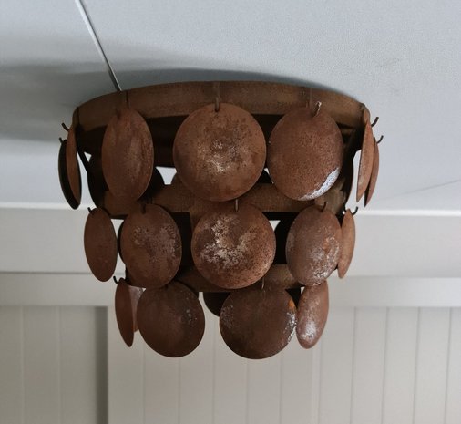 Schijfjeslamp roest plafonnière (doorsnee ca 35cm)