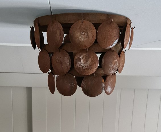 Schijfjeslamp roest plafonnière (doorsnee ca 35cm)