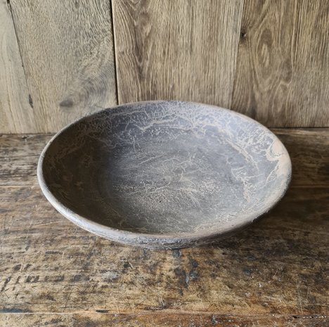 Bowl, houten fruitschaal grey finish large