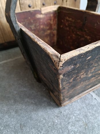 Rijstbak/ houten bak met handvat sleets zwart rechthoekig E