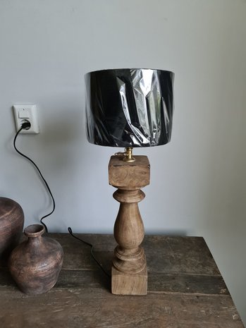 Baluster lamp klein, inclusief zwart linnen kap