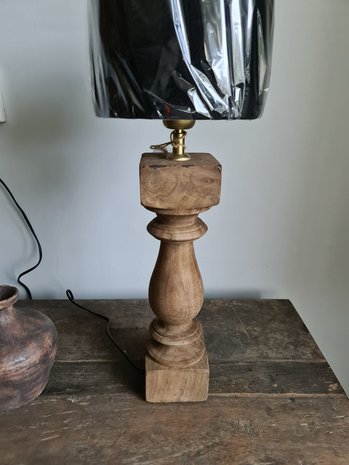 Baluster lamp klein, inclusief zwart linnen kap