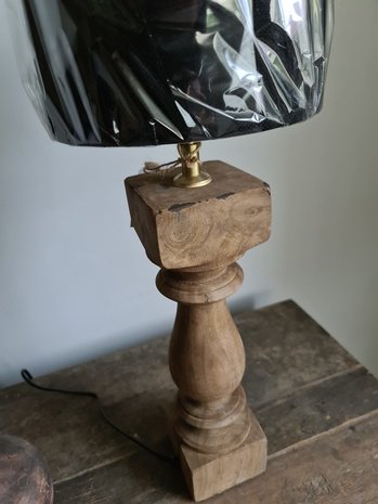 Baluster lamp klein, inclusief zwart linnen kap