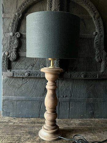 Tafellamp hout inclusief grey kap