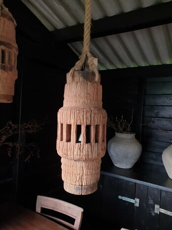 Hanglamp houten wiel as set
