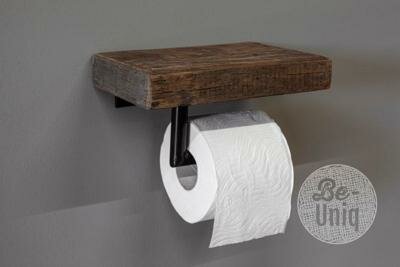 Toiletrol houder single oud hout 