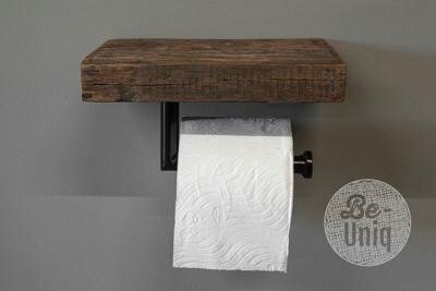 Toiletrol houder single oud hout 