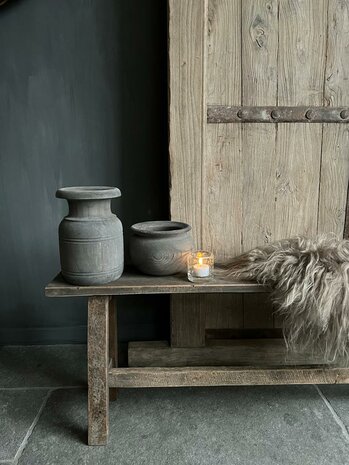 Houten pot hoog grey