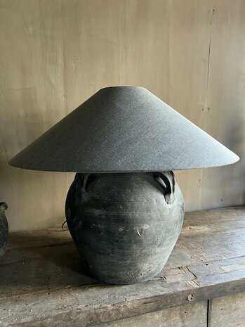 Chinese kruiklamp inclusief Chinese lampenkap grey (afhalen)