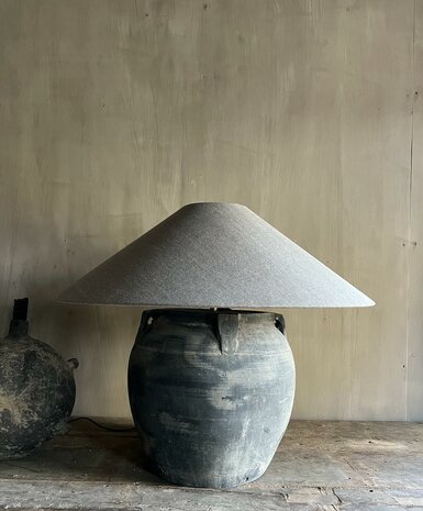 Chinese kruiklamp inclusief Chinese taupe lampenkap (afhalen)