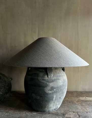 Chinese kruiklamp inclusief Chinese taupe lampenkap (afhalen)