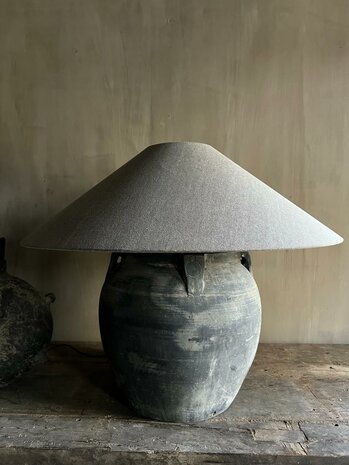 Chinese kruiklamp inclusief Chinese taupe lampenkap (afhalen)
