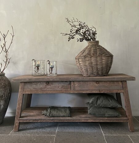 Sidetable Driftwood met schuine poot /2 lades