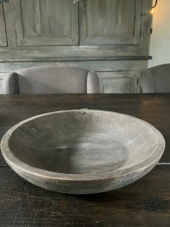 Houten schaal met handvat antique grey Luksa