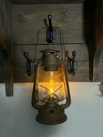 Olielamp/ stormlamp roest Large op batterij