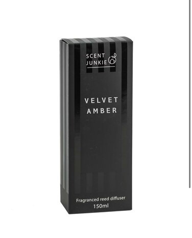 Geurdiffusser met stokjes 150ml velvet amber Scent Junkie 