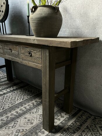 Sidetable driftwood 4 lades | sidetable oud hout 180cm 