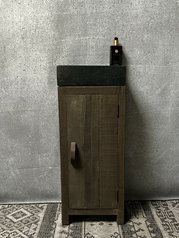 Toiletmeubel oud hout | toiletkastje Driftwood inclusief granieten spoelbak A