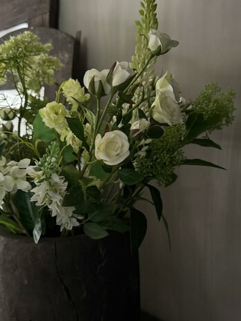 Veld boeket bloemen wit (kunstbloemen)