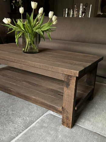Salontafel Driftwood met onderblad  120x60cm A (afhalen)