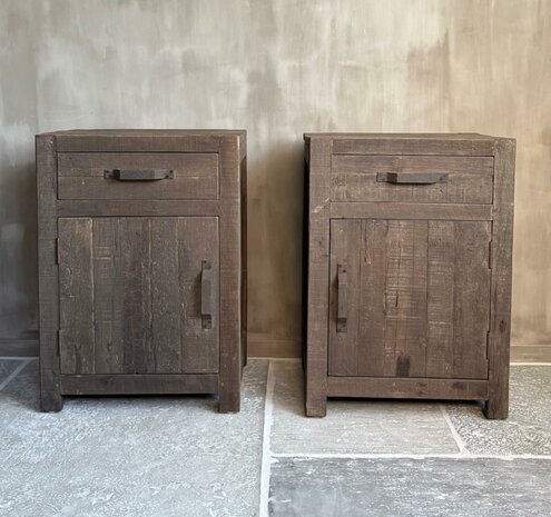 Nachtkastjes Driftwood met lade en deur A (afhalen)
