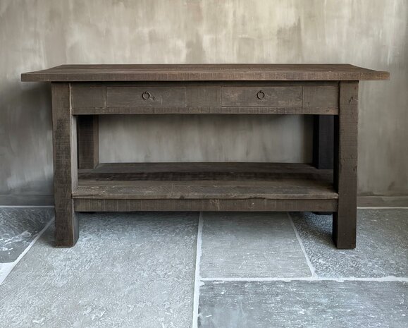 Sidetable met 2 lades en onderblad Driftwood A (afhalen)