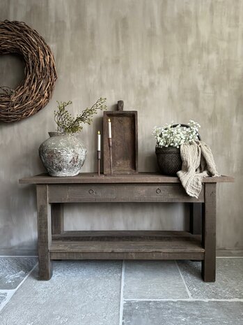 Sidetable met 2 lades en onderblad Driftwood A (afhalen)