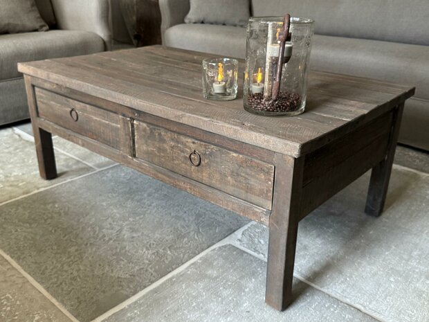 Salontafel Driftwood met 2 lades 120x60cm (afhalen)