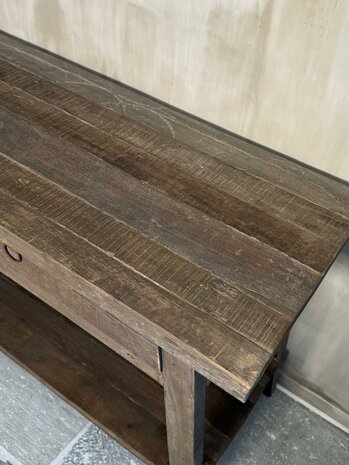 Sidetable Driftwood met schuine poot 2- lades Miring (afhalen)
