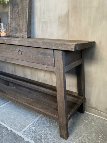 Sidetable Driftwood met schuine poot 2- lades Miring (afhalen)