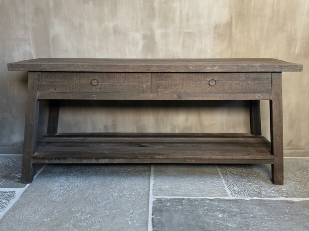 Sidetable Driftwood met schuine poot 2- lades Miring (afhalen)
