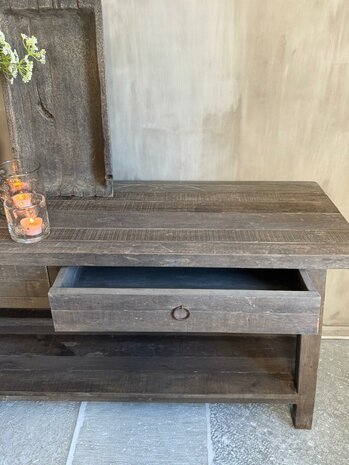 Sidetable Driftwood met schuine poot 2- lades Miring (afhalen)