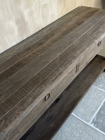 Sidetable Driftwood met schuine poot 2- lades Miring (afhalen)